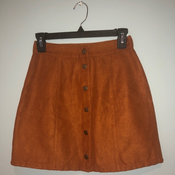 orange jean skirt